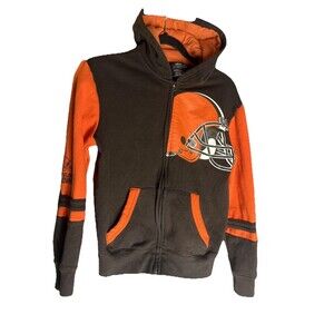 NFL Cleveland Browns Zip Up Jacket Youth Large 14-16 Brown Football Helmet